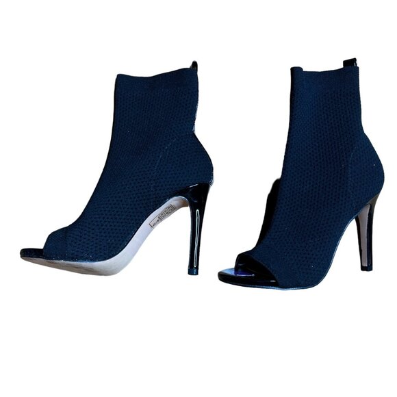 Catherine Malandrino Shoes - Catherine Malandrino Peep Toe Sock Bootie Heels For Women - Size 6.5 Black Knit